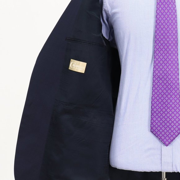 Chiarelli 46L Navy Solid 2-Button Sport Coat Blazer Jacket B893 - Picture 9 of 11